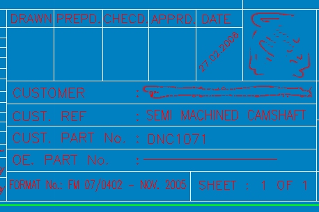 camshaft drawing ID panel extract